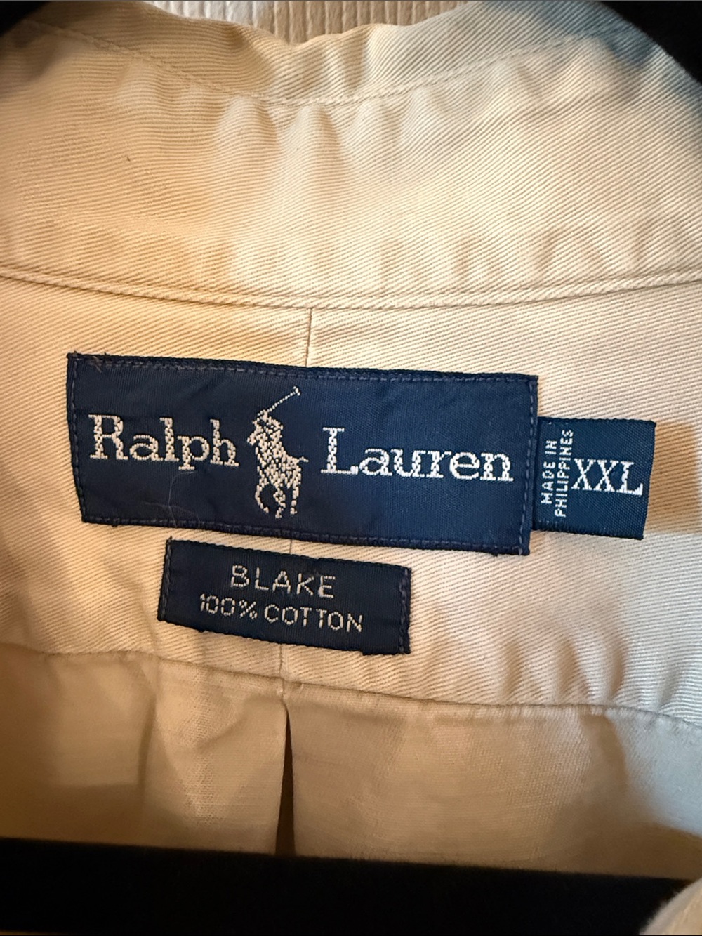 Ralph Lauren “Blake” Men's Button-Down Oxford Shirt - Khaki with Navy Pony - Picture 2 of 5